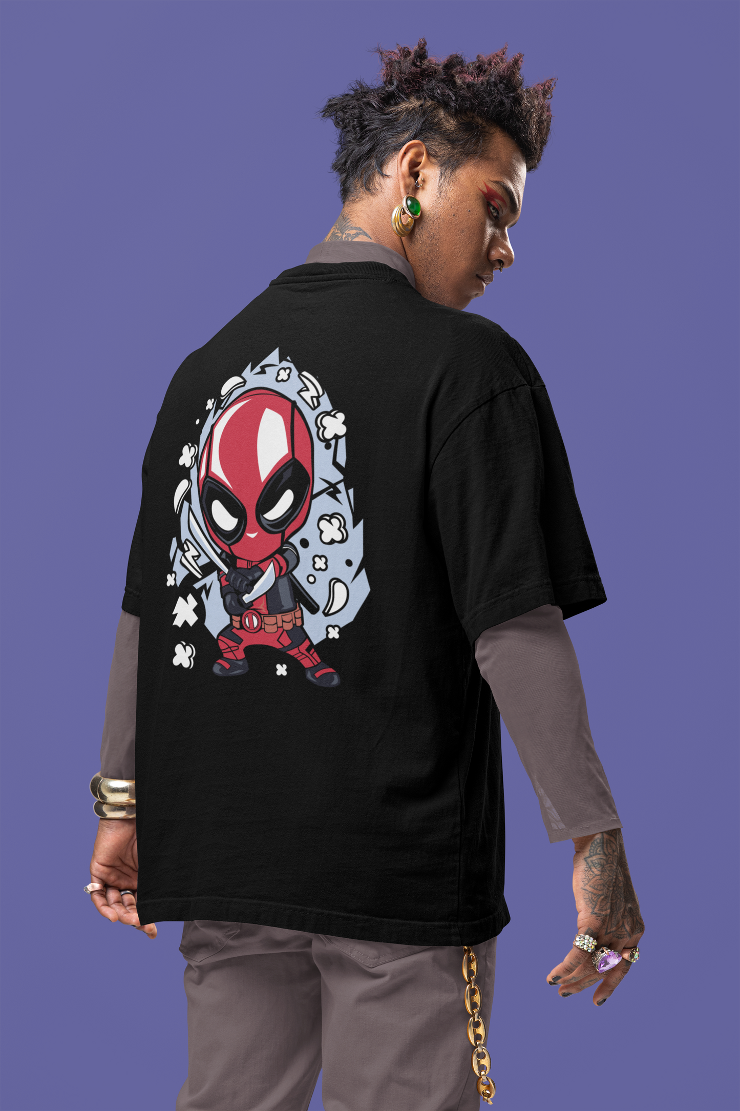 Deadpool Comic Style Oversized Print Tee