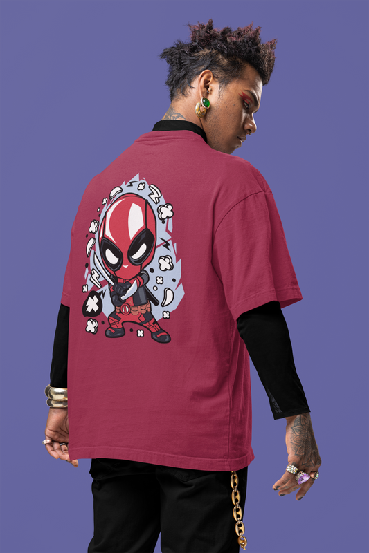 Deadpool Comic Style Oversized Print Tee