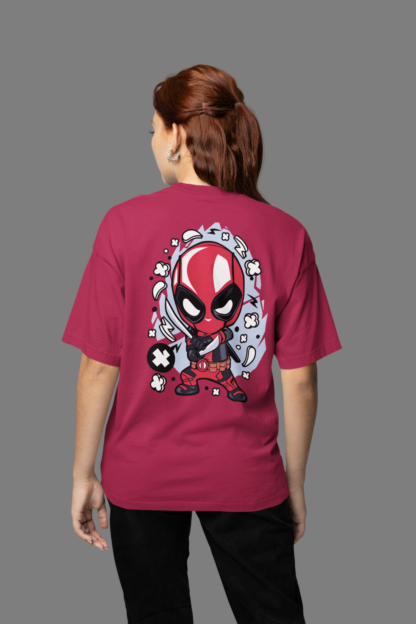 Deadpool Comic Style Oversized Print Tee