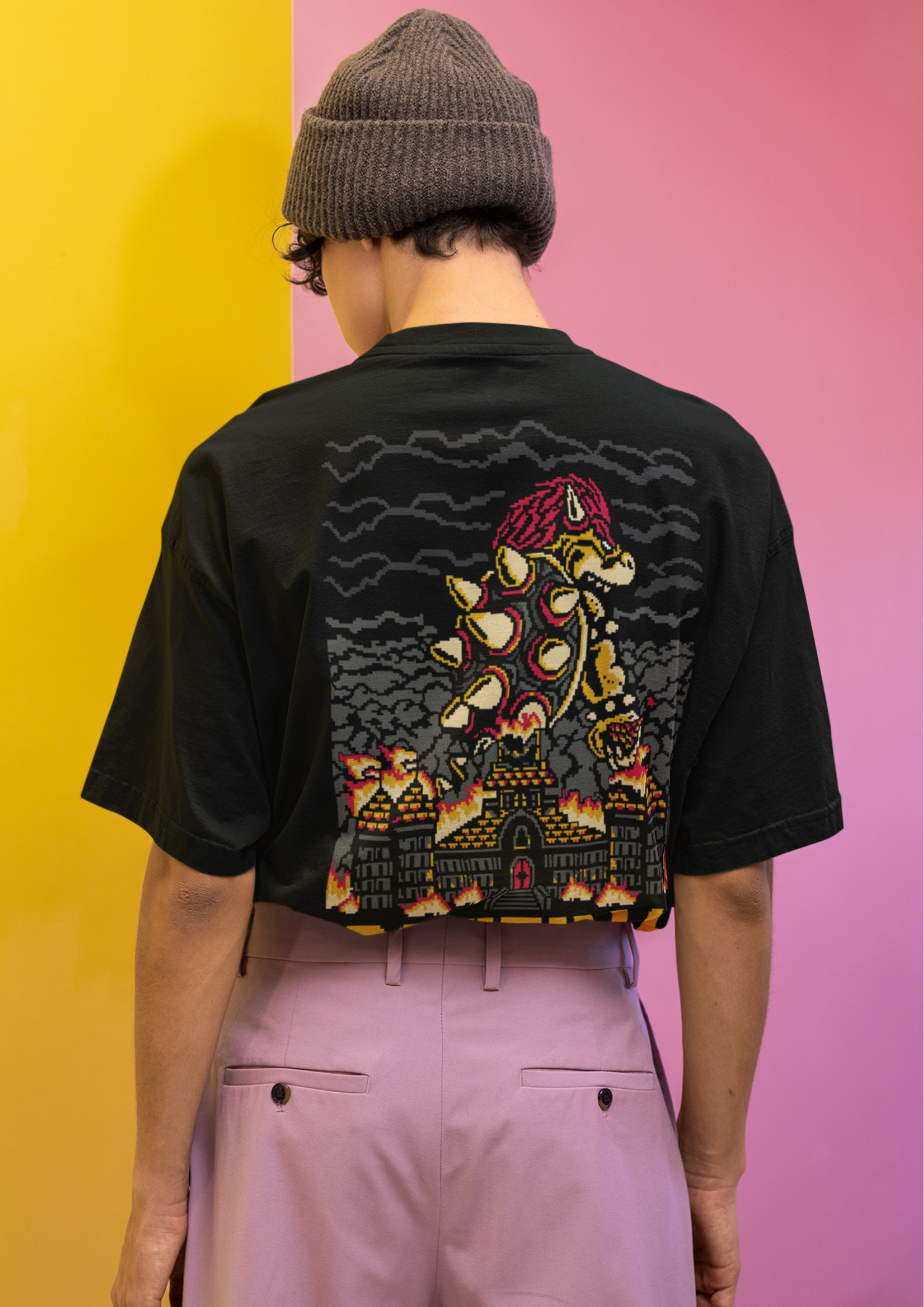 Super Mario & Bowser (Bowzilla) Printed Oversized T-Shirt โ Retro Gaming Streetwear Tee