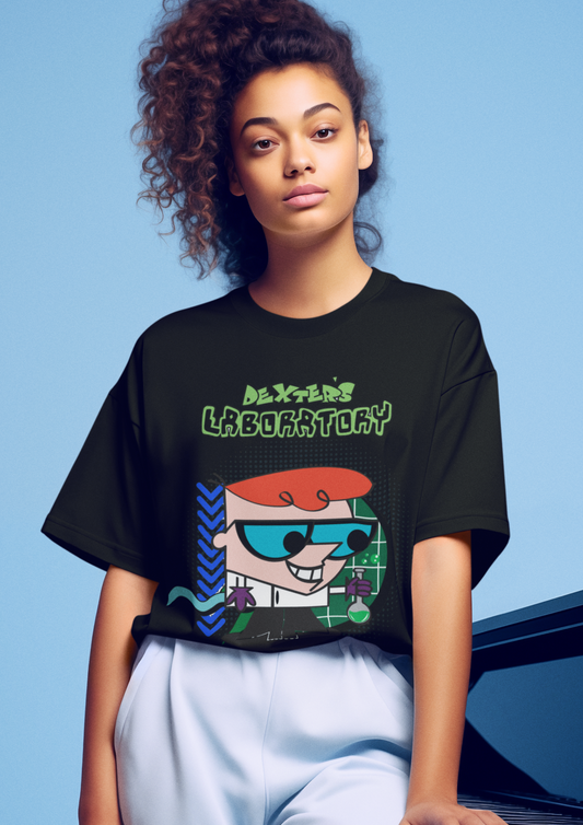 Dexter’s Laboratory Oversized T-Shirt – Retro Cartoon Printed Streetwear Tee