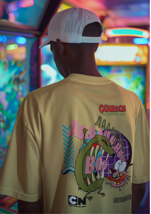 Courage the Cowardly Dog Oversized T-Shirt – Retro Cartoon Printed Streetwear Tee