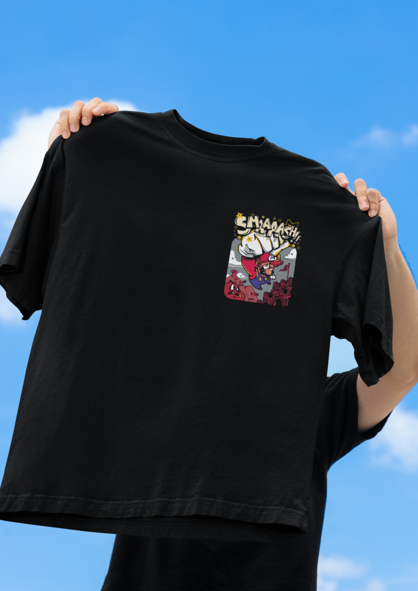 Super Mario & Bowser (Bowzilla) Printed Oversized T-Shirt โ Retro Gaming Streetwear Tee