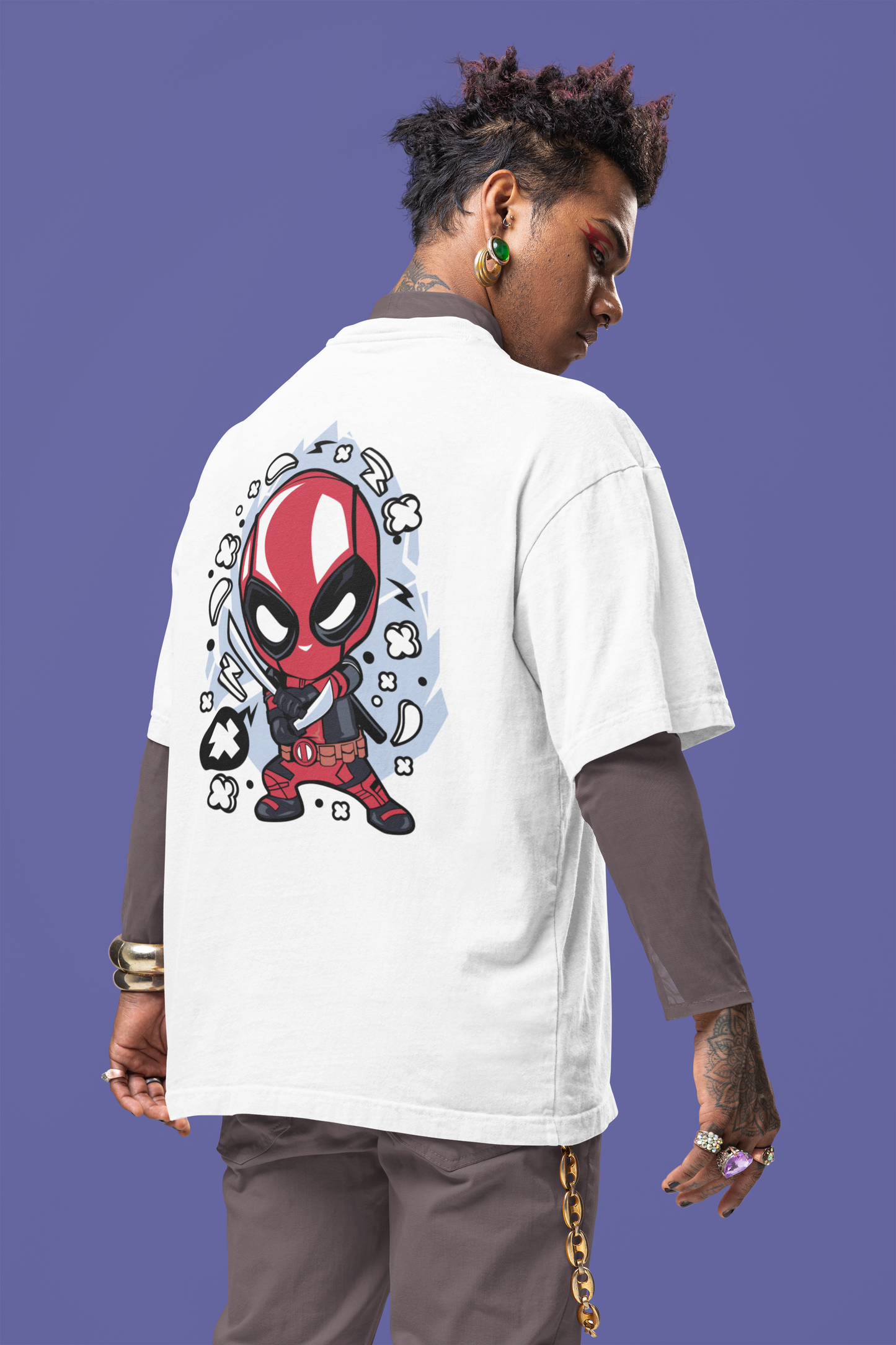 Deadpool Comic Style Oversized Print Tee