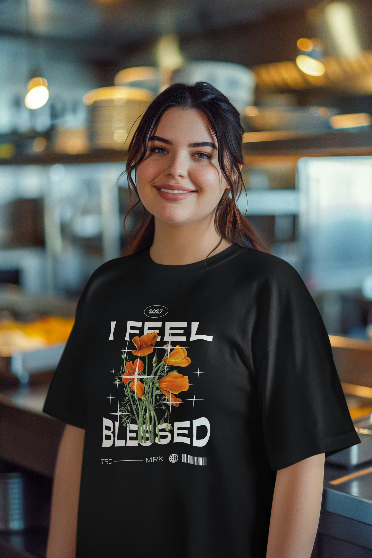 I Feel Blessed – Floral Oversized Tee