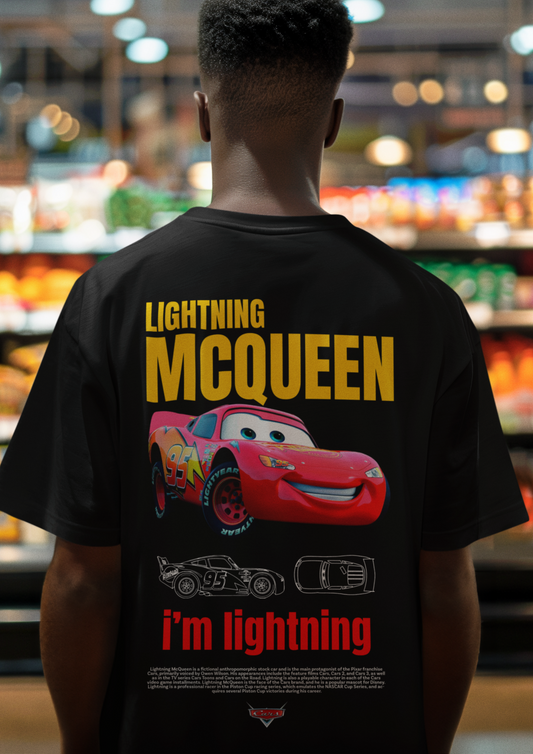 Lightning McQueen Cars Printed Oversized T-Shirt – Streetwear Edition