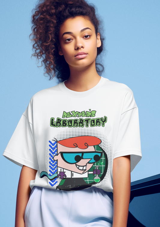 Dexter’s Laboratory Oversized T-Shirt – Retro Cartoon Printed Streetwear Tee