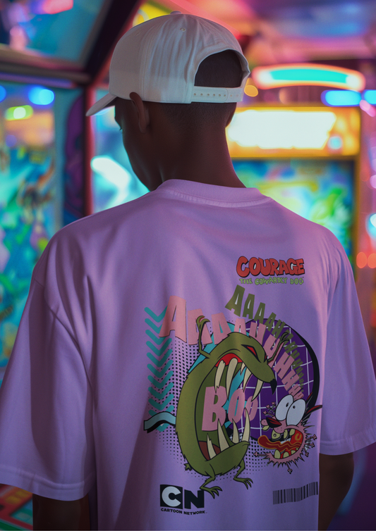 Courage the Cowardly Dog Oversized T-Shirt – Retro Cartoon Printed Streetwear Tee