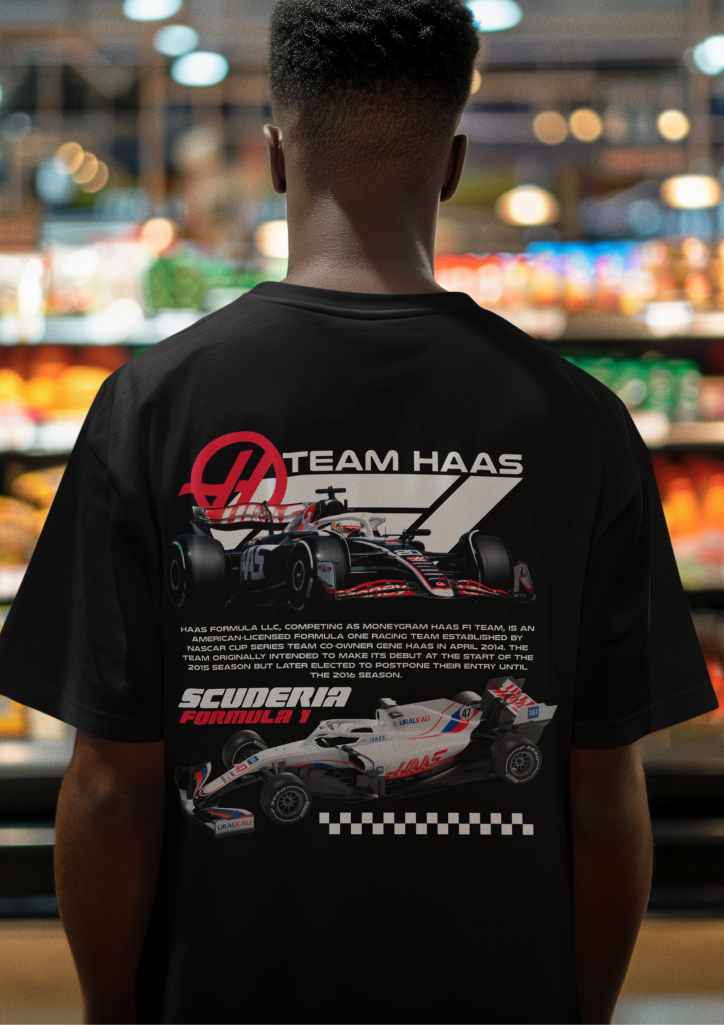 Haas F1 Team Printed Oversized T-Shirt – Racing Streetwear Edition