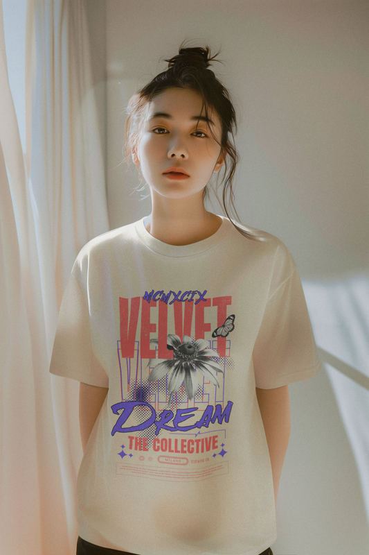 🌹 Velvet Dream Collective – Floral Printed Oversized Tee