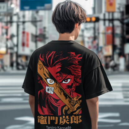 Tanjiro Kamado Printed Oversized T-Shirt | Demon Slayer Anime Streetwear
