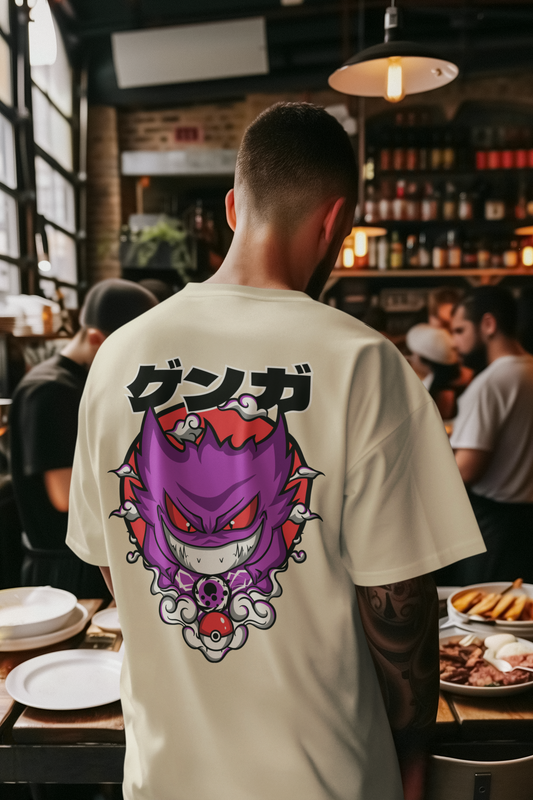 Gengar Oversized Printed T-Shirt – Anime Streetwear Ghost Pokemon Tee