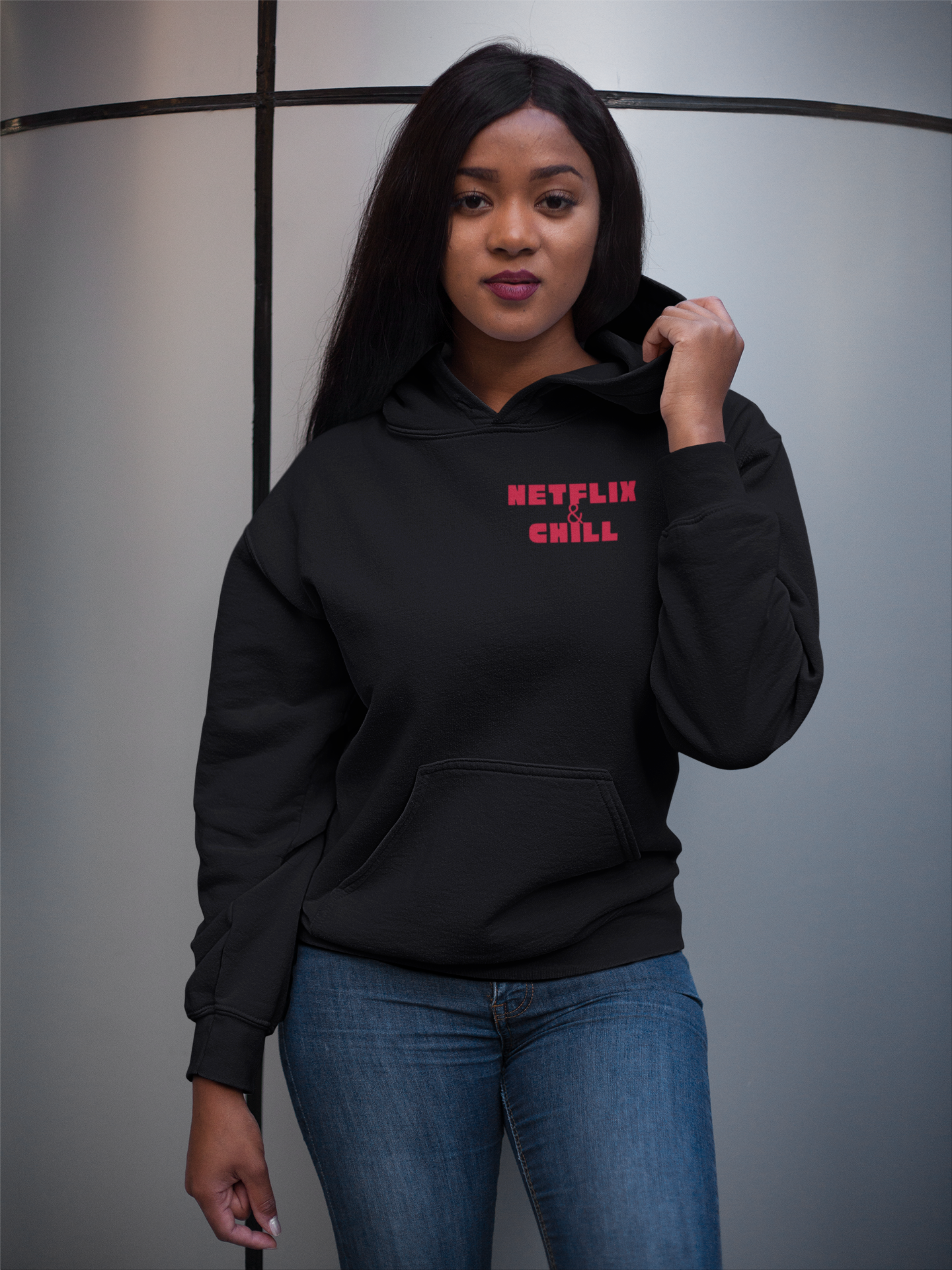 Netflix & Chill Logo Printed Oversized Hoodie – 430 GSM Heavyweight Premium Hoodie