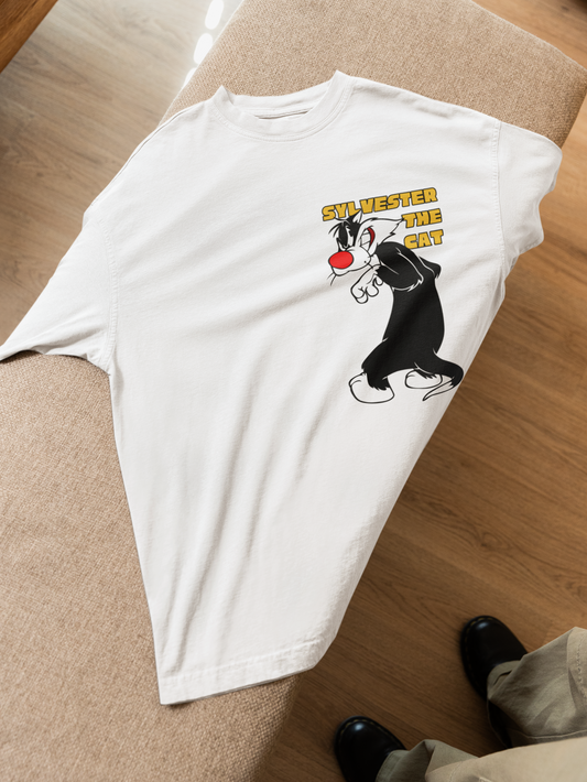 Looney Tunes Sylvester the Cat Printed Oversized T-Shirt – Cartoon Streetwear Tee