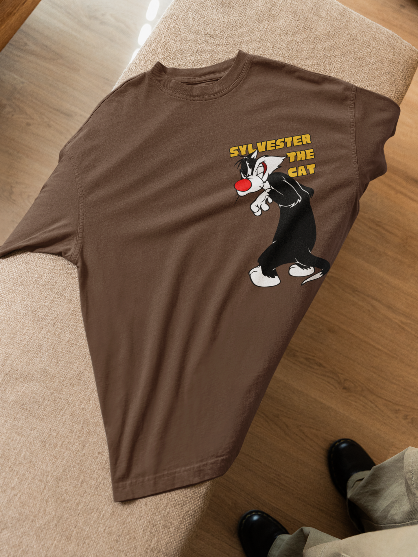 Looney Tunes Sylvester the Cat Printed Oversized T-Shirt – Cartoon Streetwear Tee
