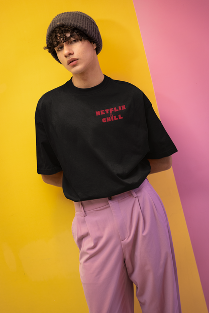 Netflix and Chill Printed Oversized T-Shirt – Trendy Streetwear Tee