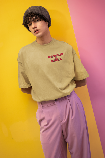 Netflix and Chill Printed Oversized T-Shirt – Trendy Streetwear Tee