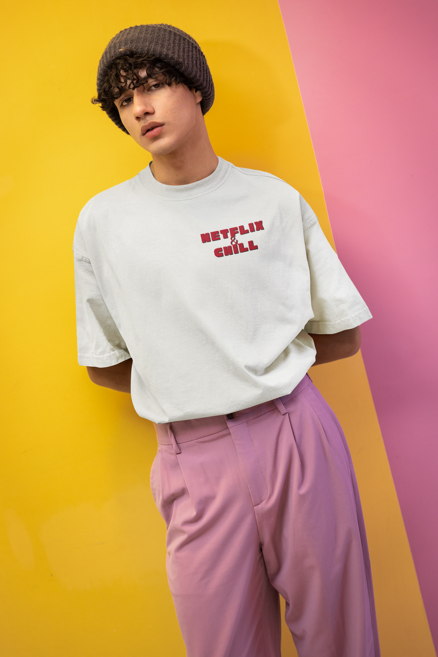 Netflix and Chill Printed Oversized T-Shirt – Trendy Streetwear Tee