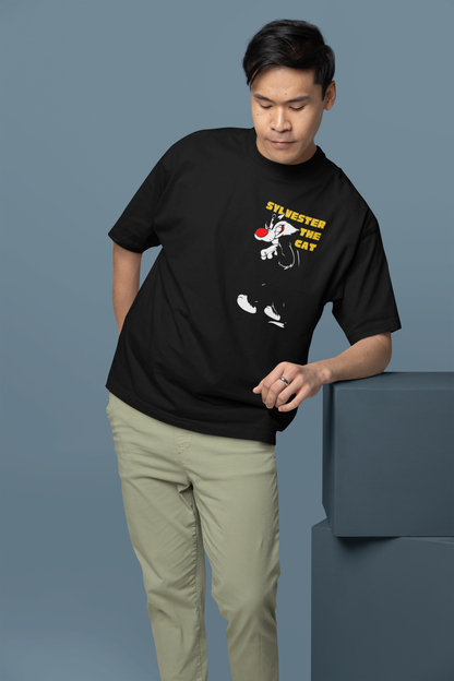 Looney Tunes Sylvester the Cat Printed Oversized T-Shirt – Cartoon Streetwear Tee