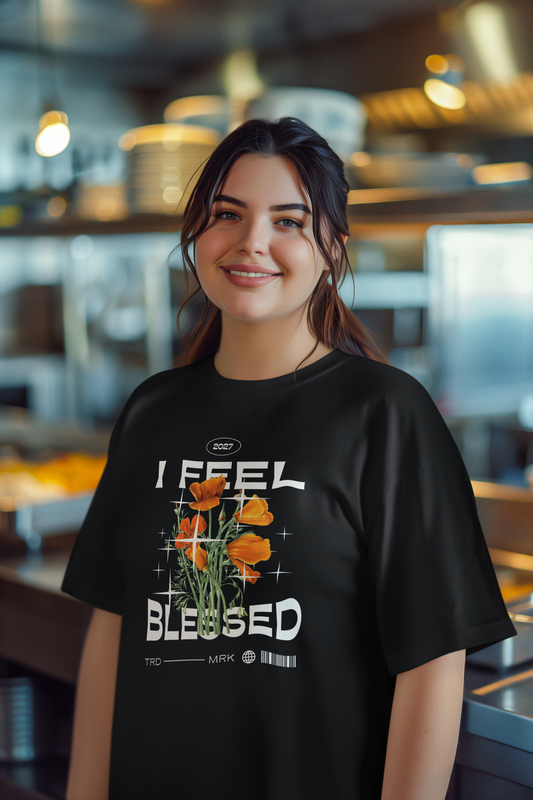 I Feel Blessed – Floral Oversized Tee