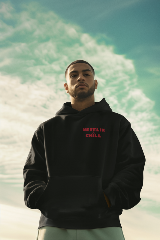 Netflix & Chill Logo Printed Oversized Hoodie – 430 GSM Heavyweight Premium Hoodie