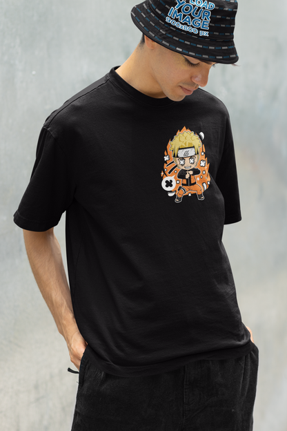 Naruto Shippuden Pop Art Oversized Graphic Tee – Premium Anime Streetwear